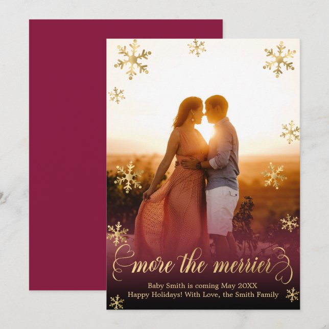 Cartões de Anúncio de Gravidez de Natal (Frente/Verso)