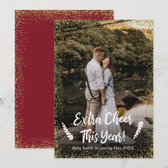 Cartões de Anúncio de Gravidez de Natal com Foto (Frente/Verso)