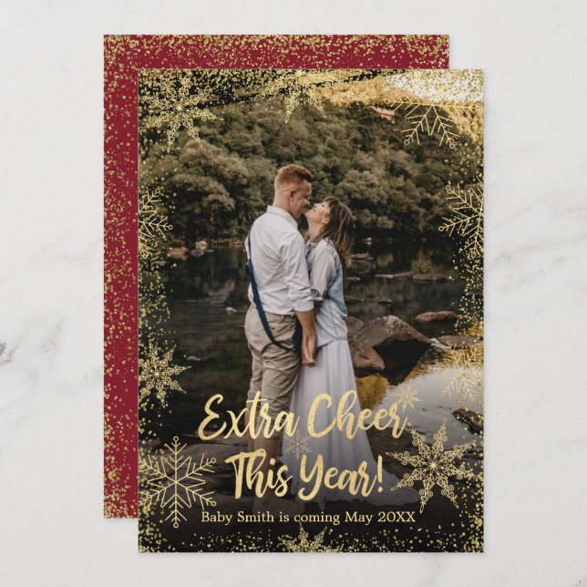 Cartões de Anúncio de Gravidez de Natal com Foto (Frente/Verso)