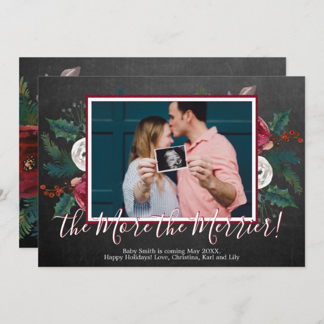 Cartões de Anúncio de Gravidez de Natal com Foto d (Frente/Verso)