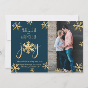 Cartões de Anúncio de Gravidez de Natal Joy Photo