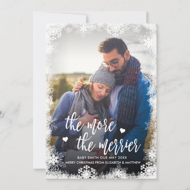 Cartões de Anúncio de Gravidez de Natal Snowy Phot (Frente)