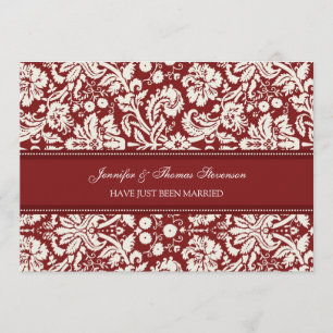 Cartões de anúncio do Recem casados Red Damask