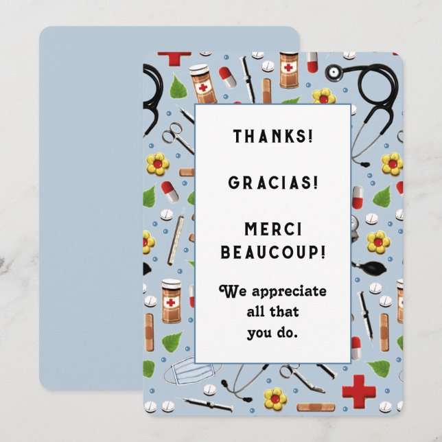 Cartões de Apreciação de Enfermeiro (Frente/Verso)