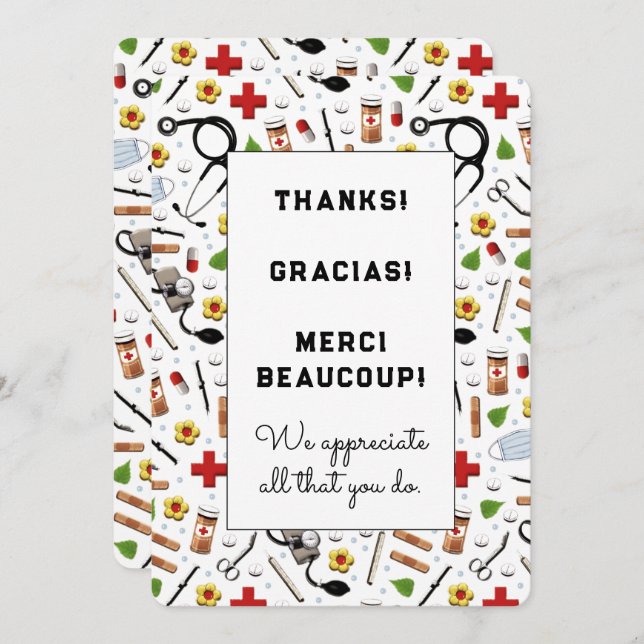 Cartões de Apreciação de Enfermeiros (Frente/Verso)