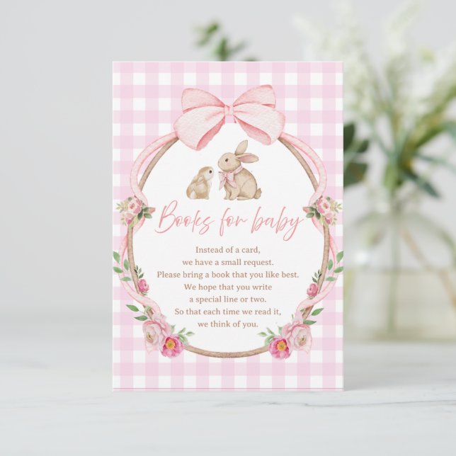 Cartões de apresentação em gingham com laço rosa p (Em pé/Frente)
