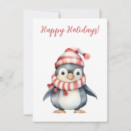 Cartões de Aquarela de Penguin Feliz Feriado