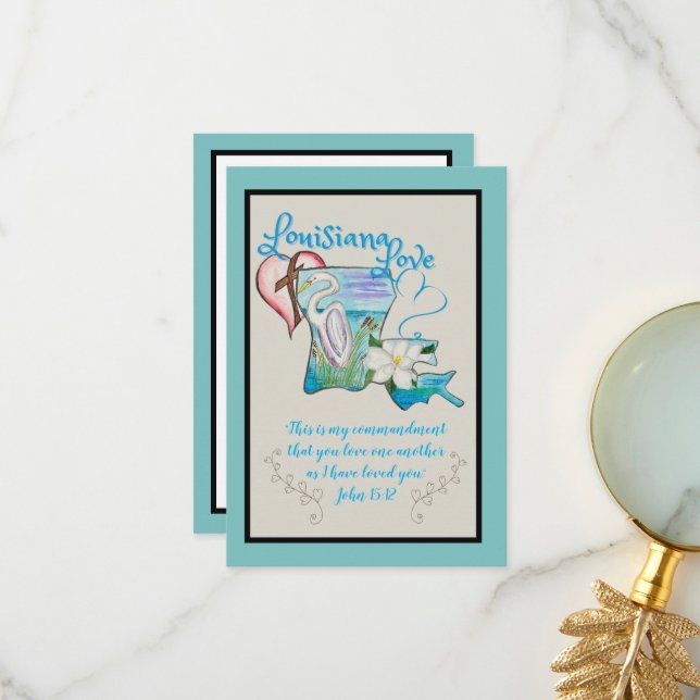 Cartões de Aquarela do Estado de Louisiana (Frente/Verso In Situ)