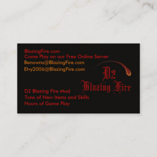Cartões de ardência do fogo D2