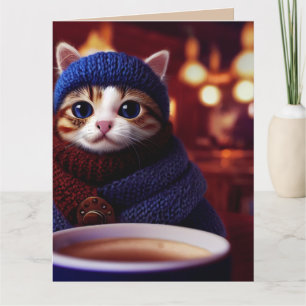 CARTÕES DE ARTE DE GATO FOFO AMO VOCÊ CAFÉ