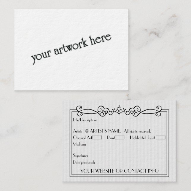 Cartões de Arte Miniatura ACEO Vazio de Artistas c (Frente/Verso)