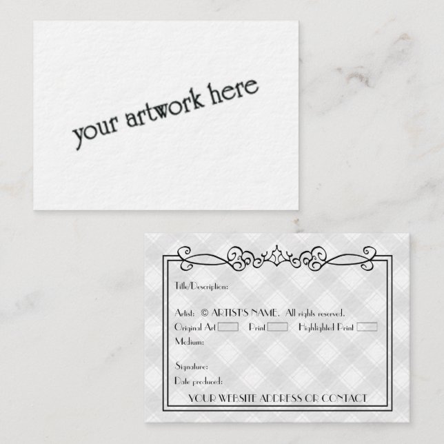 Cartões de Arte Miniatura ACEO Vazio de Artistas c (Frente/Verso)