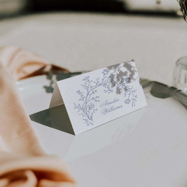 Cartões de Assento de Casamento Boho Floral Azul E (Criador carregado)