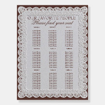 Cartões de Assento de Casamento com Renda Marrom C