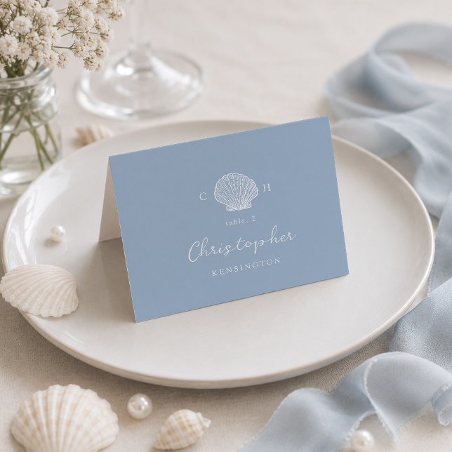 Cartões de Assento de Casamento de Conchas Costeir (Criador carregado)
