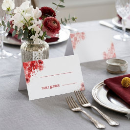 Cartões de Assento de Casamento Florais Vermelhos