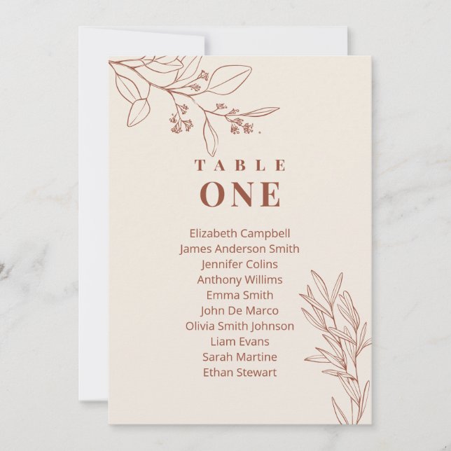 Cartões de Assento de Casamento Floral Boho (Frente)