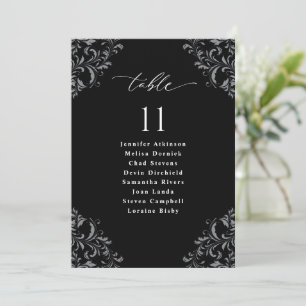 Cartões de Assento de Casamento Preto e Branco Ele