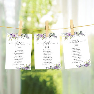 Cartões de Assento de Mesa com Flor Violeta Românt