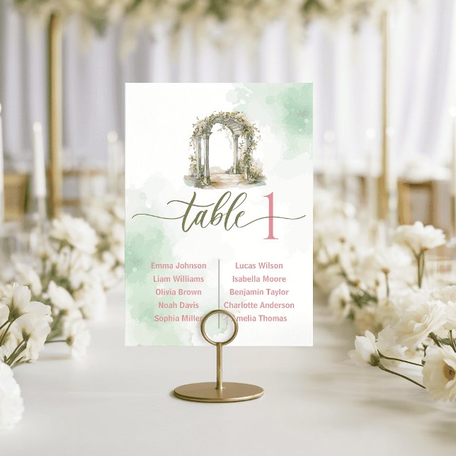 Cartões de Assento de Mesa de Casamento com Portão (Whimsical Garden Gate Wedding Table Cards Seating)