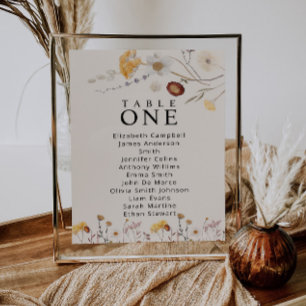 Cartões de assento de mesa de flor selvagem Boho