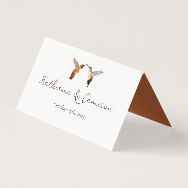 Cartões de Assento para Casamento com Beija-flores (Verso)