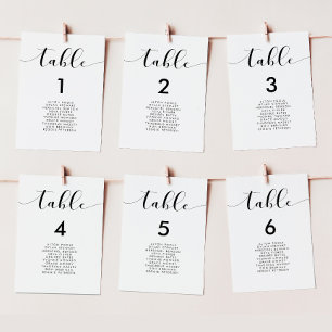 Cartões de assentos de casamento em preto e branco