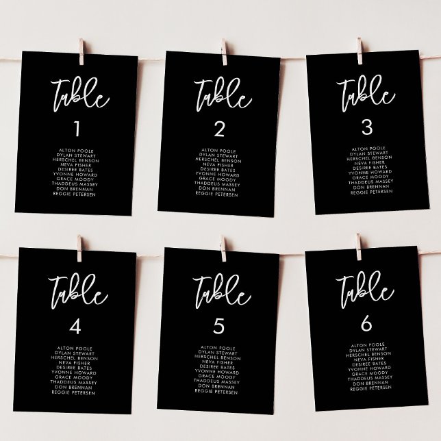 Cartões de assentos de casamento negros modernos e (Criador carregado)