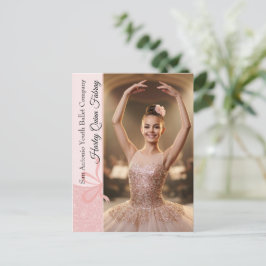 Cartões de Autógrafo de Ballet Rosa Bege Brilho Fo