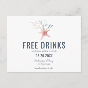 Cartões de aviso de casamento engraçados na praia 