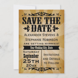 Cartões de aviso de data de casamento vintage coun