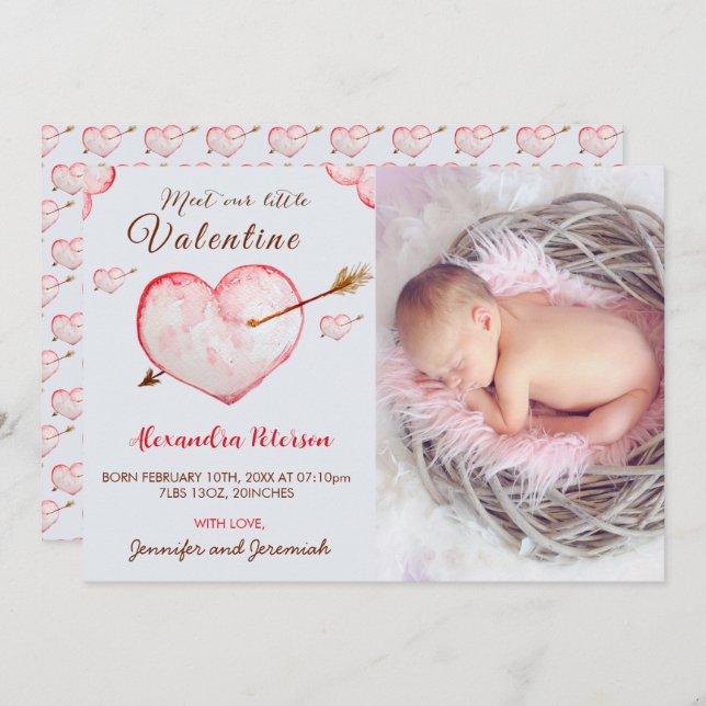 Cartões de aviso de nascimento de namorados flecha (Frente/Verso)