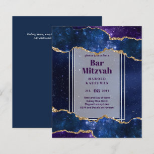 CARTÕES DE BAR MITZVAH Céus Celestiais Galáxia Azu