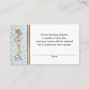 Cartões de Bilhete de Confetti Dourado Azul Bebê
