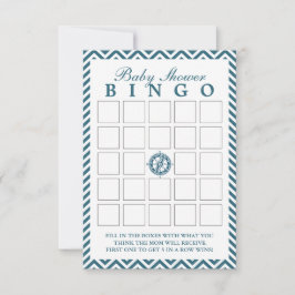 Cartões de Bingo Chá de fraldas Cevron Blue Compas