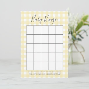 Cartões de Bingo Chá de fraldas Gingham Amarelos