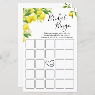 Cartões de Bingo Chá de panela do tema Lemon