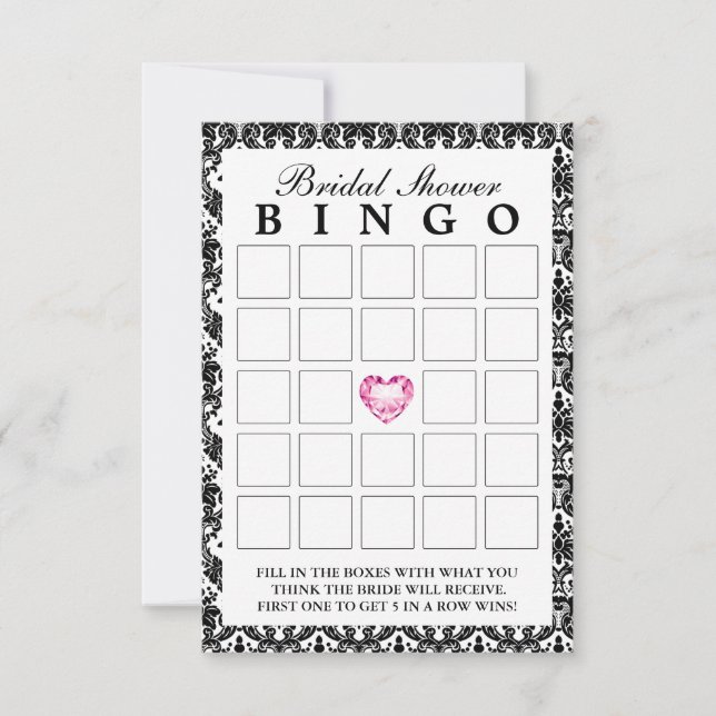 Cartões de Bingo de Noiva Coração de Diamante Dama (Frente)