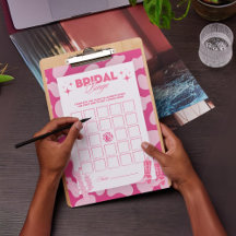 Cartões de Bingo de Noivado Pink Retro Disco