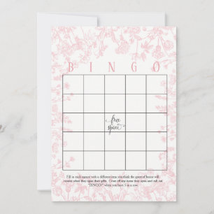 Cartões de Bingo para Chá de Noiva com Flores Rosa