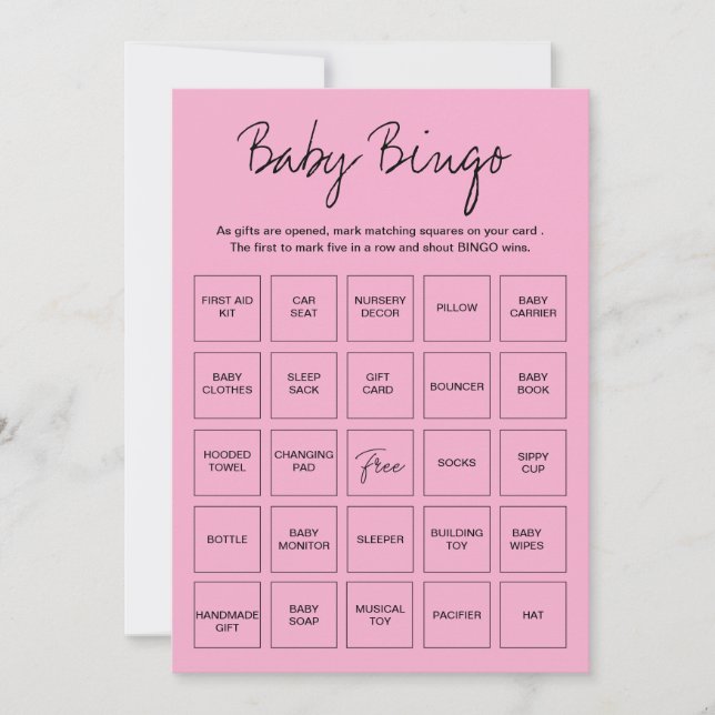 Cartões de Bingo para Chás de Bebê, Bingo de Bebê  (Frente)