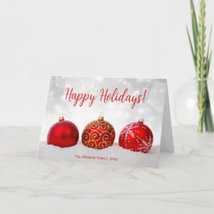 Cartões de Boas Festas com Decoração Vermelha