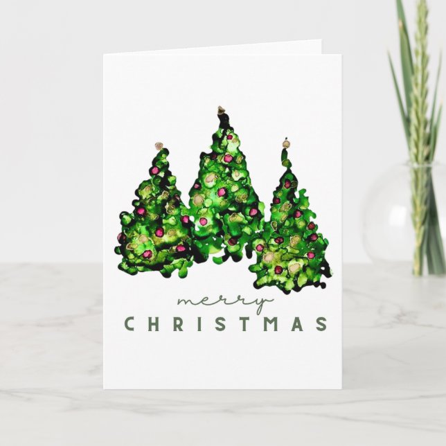 Cartões de Boas Festas com Design de Tinta Alcoóli (Frente)
