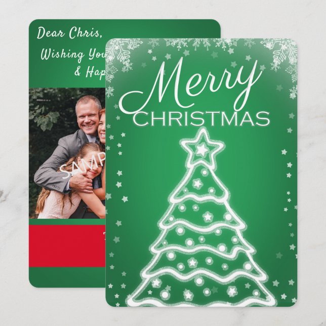 Cartões de Boas Festas com Foto de Árvore de Natal (Frente/Verso)