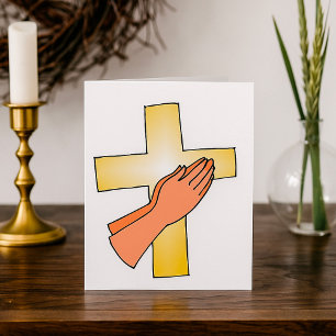 Cartões de Boas Festas com Mãos na Cruz