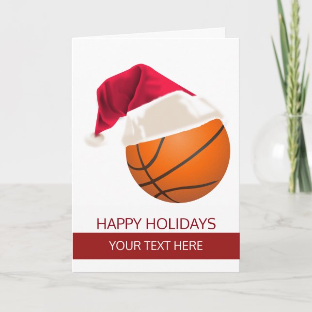 Cartões de Boas Festas de Basquete de Natal Chapéu (Frente)