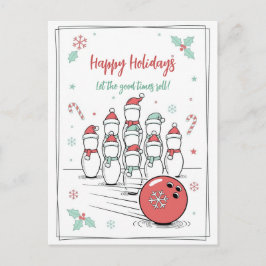 Cartões de Boas Festas de Natal de Boliche Doodle
