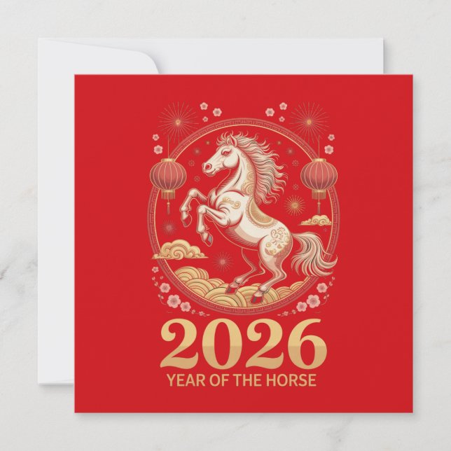 Cartões de Boas Festas do Ano do Cavalo de 2026 (Frente)