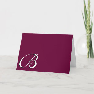 Cartões de Borgonha Monograma B Elegante para Cas