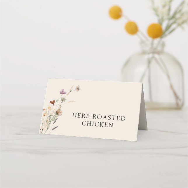 Cartões de Buffet de Comida Boho de Flores Silvest (Frente)